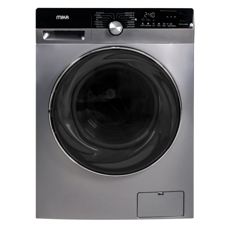 Mika Washing Machine, 12Kg, Fully Automatic, Front Load, Dark Silver – MWAFS3212DS